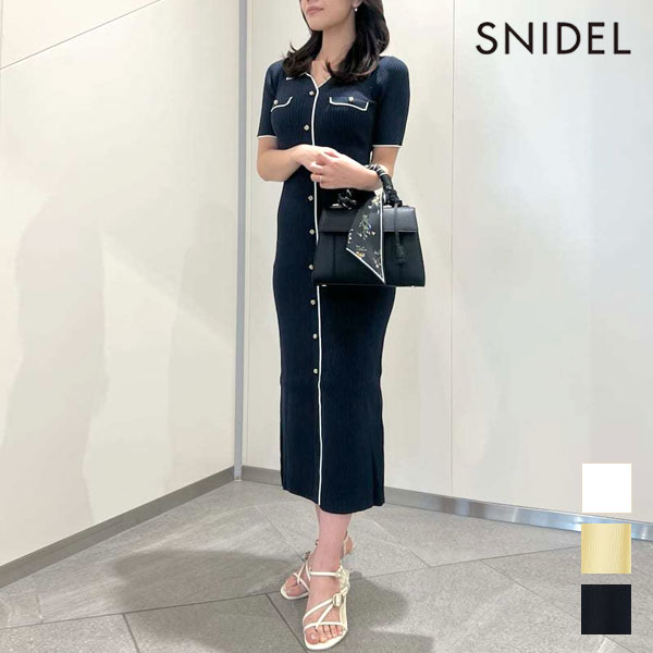 エントリーでポイント上乗セ 【即納】 スナイデル SNIDEL ワンピース 26春夏 フロントボタンニットワンピース 半袖 マキシ丈 Iライン swno261158
