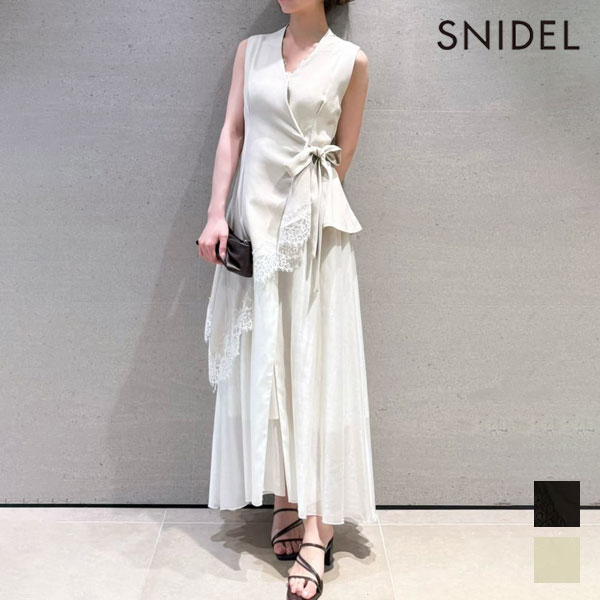 Rakuten - スナイデル SNIDEL ワンピース 26春夏 ヘムレーススイッチングワンピース 5月下旬〜6月中旬予約 マキシ丈 ノースリーブ フレア swfo262031