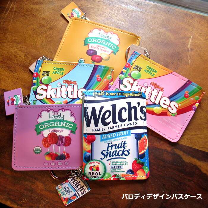 パスケース ポーチ welch's skittles パロディデザイン M&M's フラットポーチ 小物...