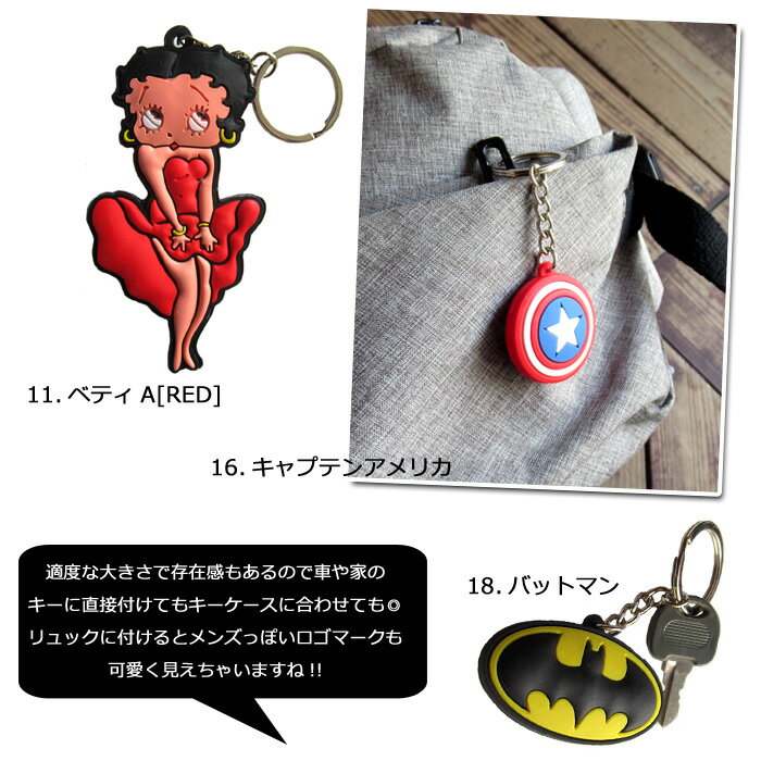 ラバーキーホルダー 両面 リバーシブル キャラクター ベティちゃん トゥイーティ ポテトヘッド リトルミイ スポンジボブ トムとジェリー にこちゃん スマイル 可愛い 誕生日 プレゼント ダブルスリー