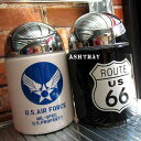 灰皿 ドーム灰皿 ふた付き Ashtray 卓上 ROUTE66 U.S.AIRFORCE ミリタリー アメリカン雑貨 プレゼント 普段使い 誕生日 クリスマス 自宅用 会社用 職場 来客用 陶器製 お手入れ簡単 インスタ映え ダブルスリー