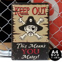 ブリキ看板 アメリカン雑貨 KEEP OUT 立ち入り禁止 警告 注意看板 インテリア アートパネル 絵画 プレート レトロ アンティーク風 30cm A4 デ...