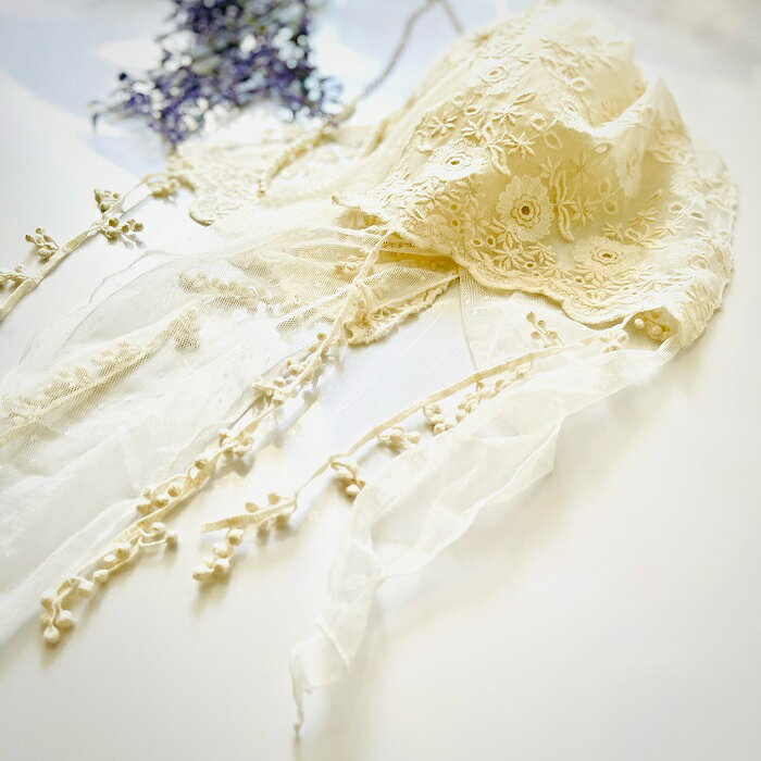 Rakuten - 【150円クーポンP2倍☆楽天勝利】ストール レース 刺繍糸 飾り アイボリー 白 紫外線対策 結婚式 パーティー お洒落 2次会 セレモニー 式典 おしゃれ 上品 エレガント 誕生日 誕プレ　ギフト プレゼント 日よけ 日焼け対策 冷房対策 UV