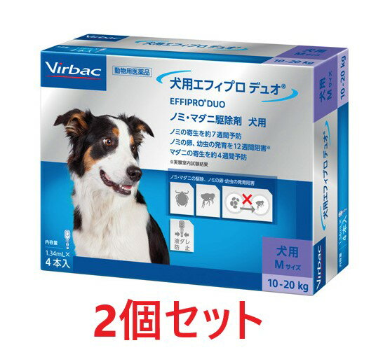 【2個セット】【犬用 エフィプロ デュオ Mサイズ（1.34mL×4本入）×2個】【動物用医薬品】 [ノミ・マダニ駆除薬]　(C)