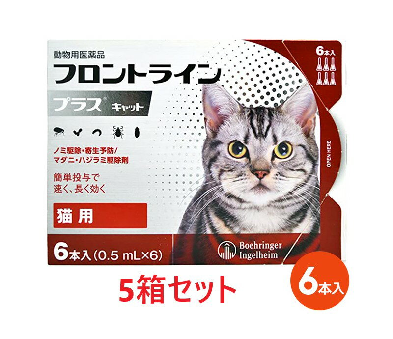 楽天ペット犬猫療法食動物病院【あす楽】【5箱セット】【フロントラインプラス キャット 6本入×5箱】（フロントライン プラス 猫用）【動物用医薬品】 [ノミ駆除・寄生予防 / マダニ・ハジラミ駆除剤] （C）