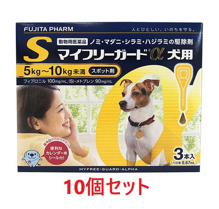 【10箱セット 30本分 】【マイフリーガードα 犬用S 5～10kg未満 3本入 10箱】【計30本】【動物用医薬品】 [ノミ・マダニ駆除薬] マイフリーガードα 犬用 S 発 