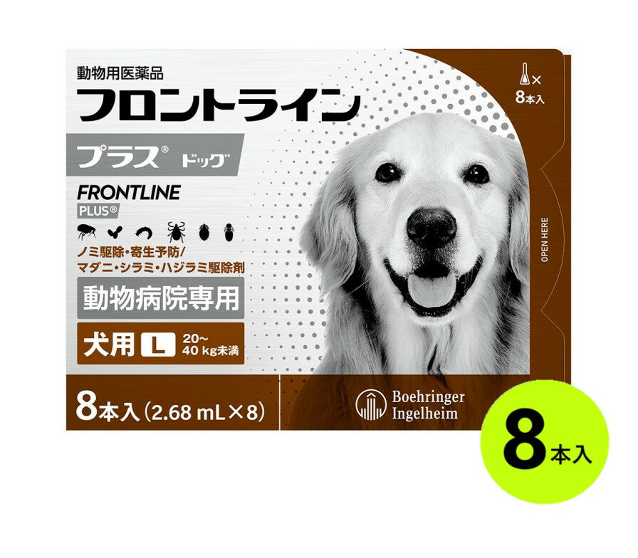 【フロントラインプラス ドッグ L（20～40kg未満） 8本入×1箱】(フロントライン プラス 犬用 L)【動物用医薬品】 [ノミ・マダニ駆除薬] (C)