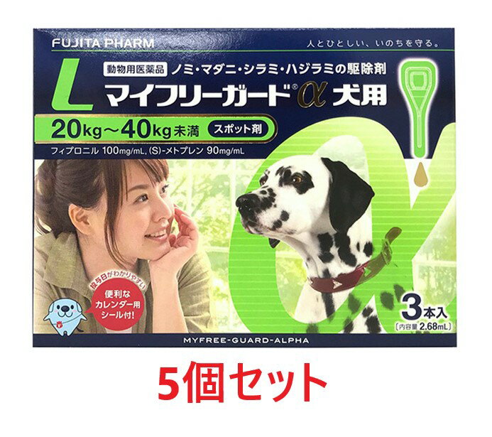 【5個セット】【マイフリーガードα 犬用L 20～40kg未満 3本入 5個】【動物用医薬品】 [ノミ・マダニ駆除薬] マイフリーガードα 犬用 L 発 