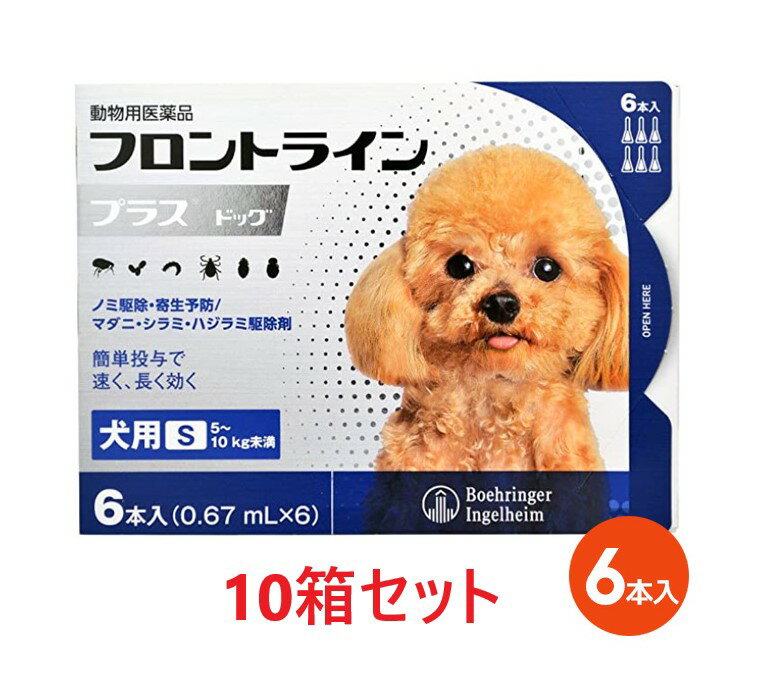 楽天ペット犬猫療法食動物病院【10箱セット】【フロントラインプラス ドッグ S（5～10kg未満） 6本入×10箱】（フロントライン プラス 犬用 S）【動物用医薬品】 [ノミ・マダニ駆除薬] （発）