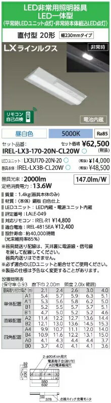 ꥹ IREL-LX3-170-20N-CL20W LED١饤 Ѿ[¡] ľշ ե 200...