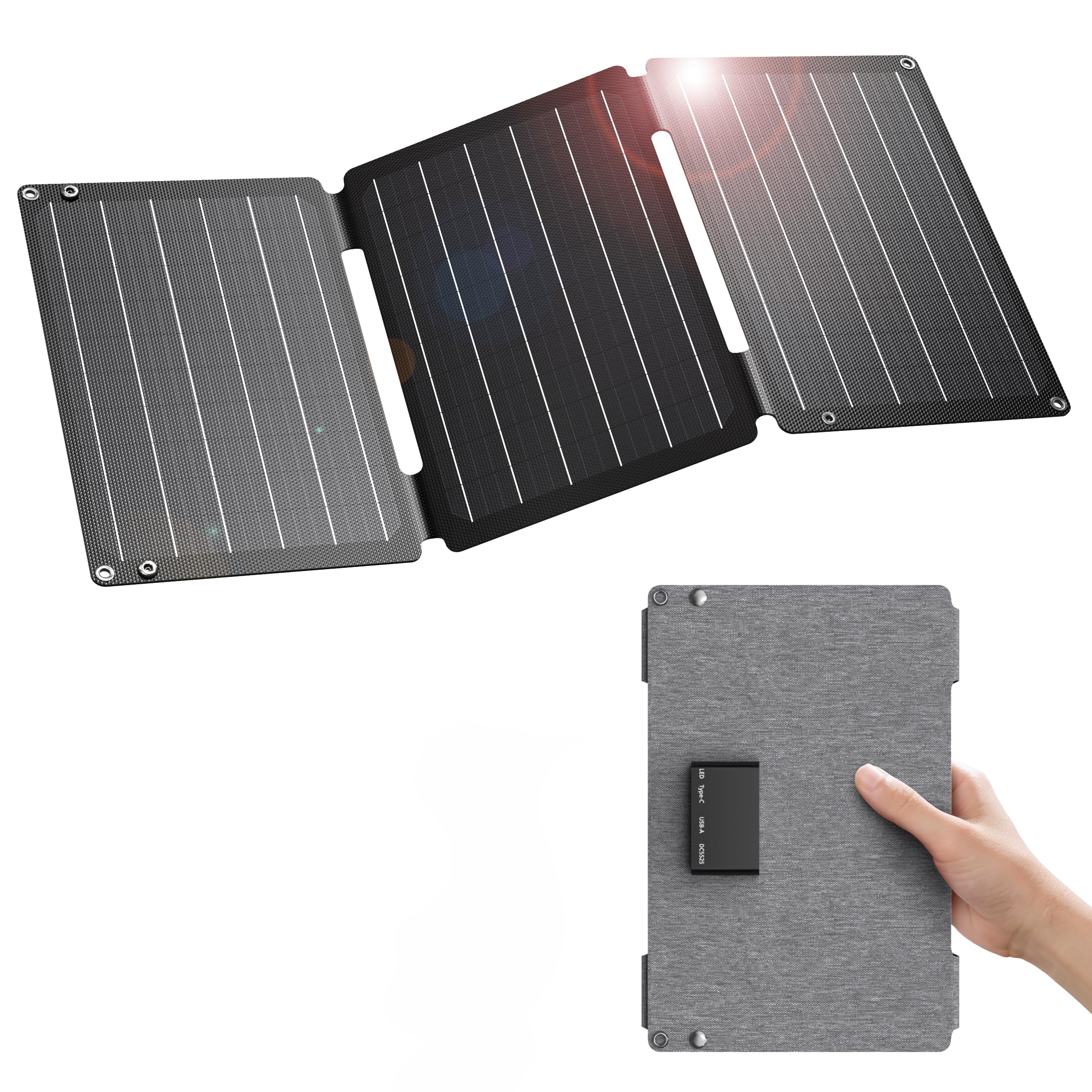 BigBlue 30W ソーラーパネル 3ポート【DC/QC3.0/PD24W 急速充電】ソーラー充電器 24.7%高変換効率 超薄型 軽量 小型 非常用バッテリー ソーラーチャージャー 折りたたみ式 携帯充電器 単結晶 防水 防災グッズ 停電対策 アウト