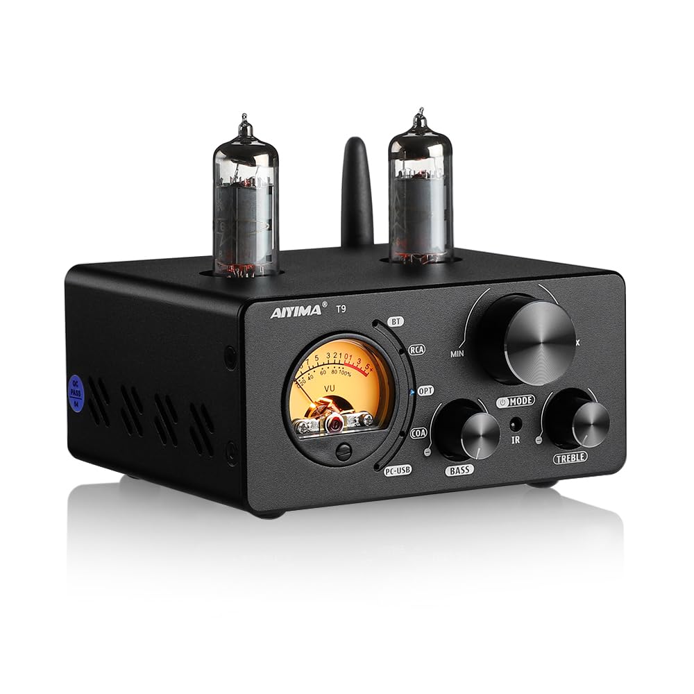 AIYIMA T9 Bluetooth 5.0 100W*2チューブアンプ 2.0チャンネル 真空管 USB DACステレオHiFiホームオーディオデジタルアンプ RCA/COA/Opt/PC-USB、VUメータ付き douguselekushon-10000417 道具セレクション パッケージ画像