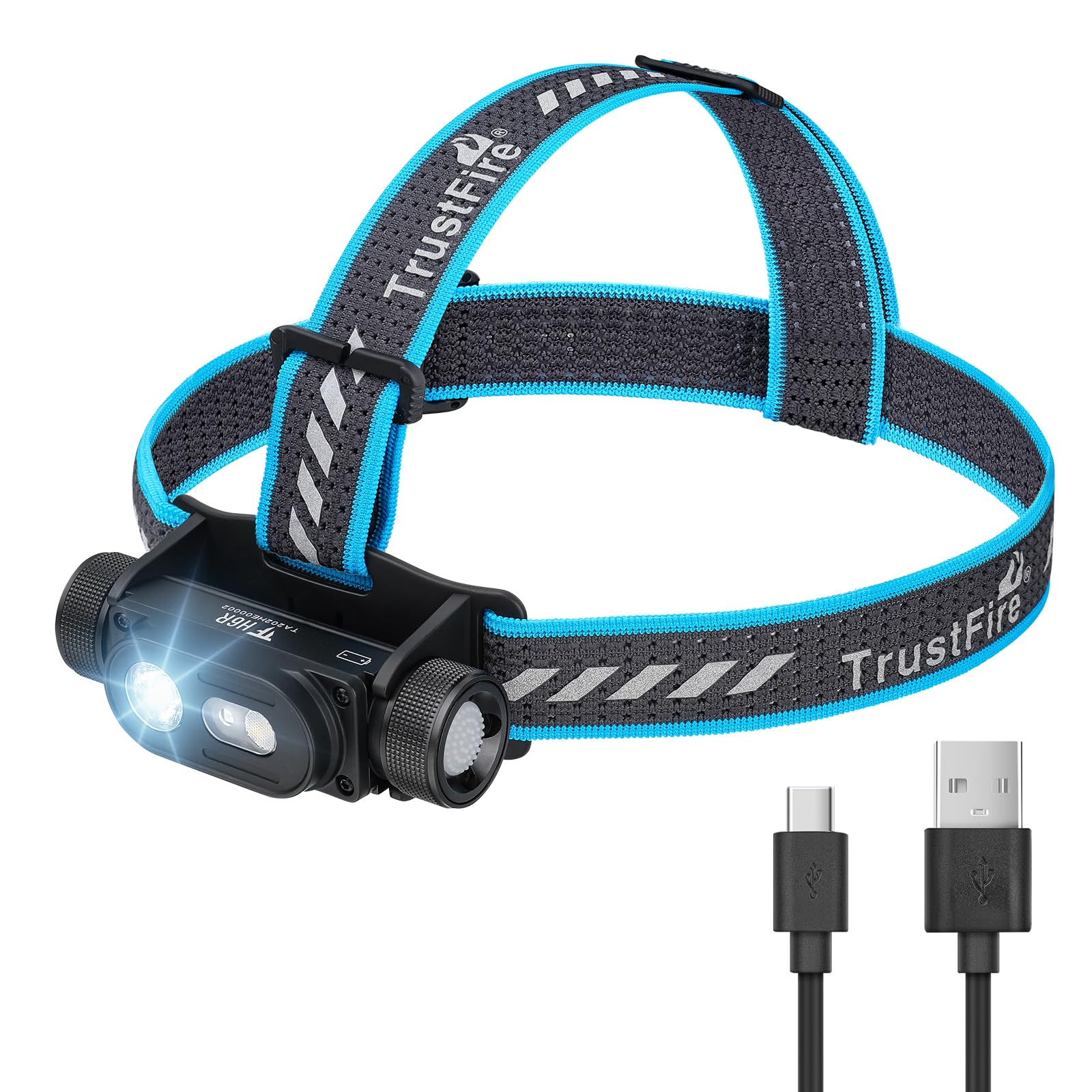 Trustfire H6Rヘッドライト USB充電式 LEDライト 1350ルーメン 懐中電灯 強力 高輝度 超軽量 ledハンディライト ヘッドランプ CRI95高演色LED 180度調整可能 8種点灯モード 赤＆白ライト IPX6防水 アウトドア用 釣