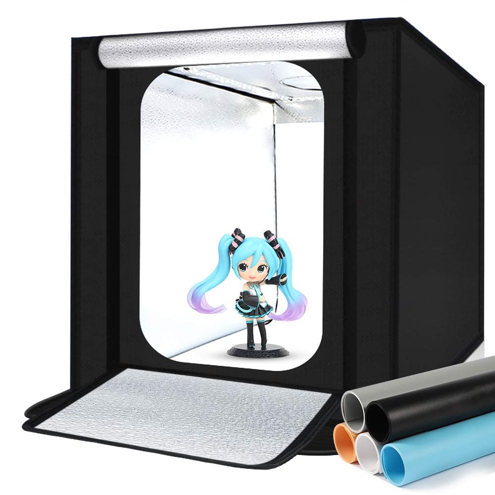 撮影ボックス 50x50x50cm 撮影キット FOSITAN 5色背景シート（黒、白、黄、青、グレー） スタジオボックス 撮影スタジオ マルチアングル撮影 140個LED 5800K 調光器付き ディフューザー付き 調光可能 スタジオボックス ブツ撮り