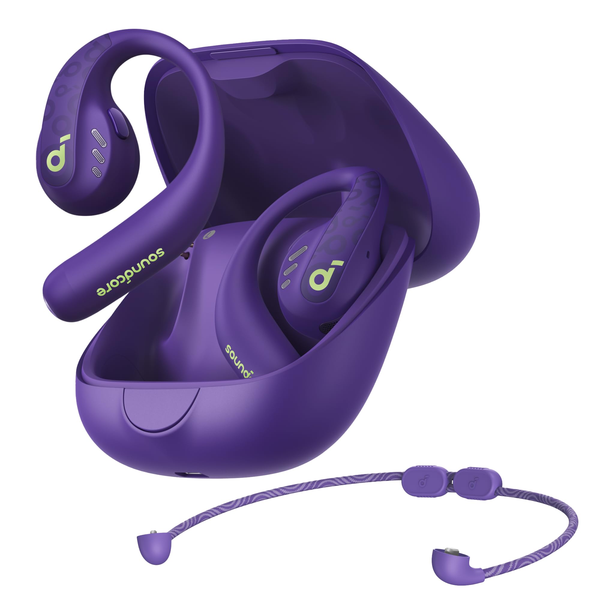Anker Soundcore AeroFit Pro（Bluetooth 5.3）【オープンイヤー型ワイヤレスイヤホン / 3Dオーディオ / IPX5防水規格/ 最大46時間再生 / マルチポイント接続/PSE技術基準適合】 ディープパープル