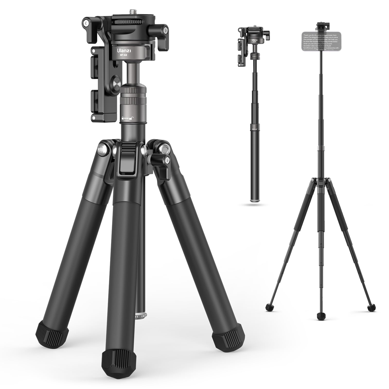 Ulanzi MT-63 三脚 カメラ三脚 トラベル三脚 小型 10段伸縮 145cm 自由ボール雲台 パノラマ撮影 アルミ合金製 耐荷重4KG コンパクト ミニ三脚 収納袋付き カメラ/スマホ/デジタルカメラ/一眼レフなど対応 旅行用 持ち運びに便利