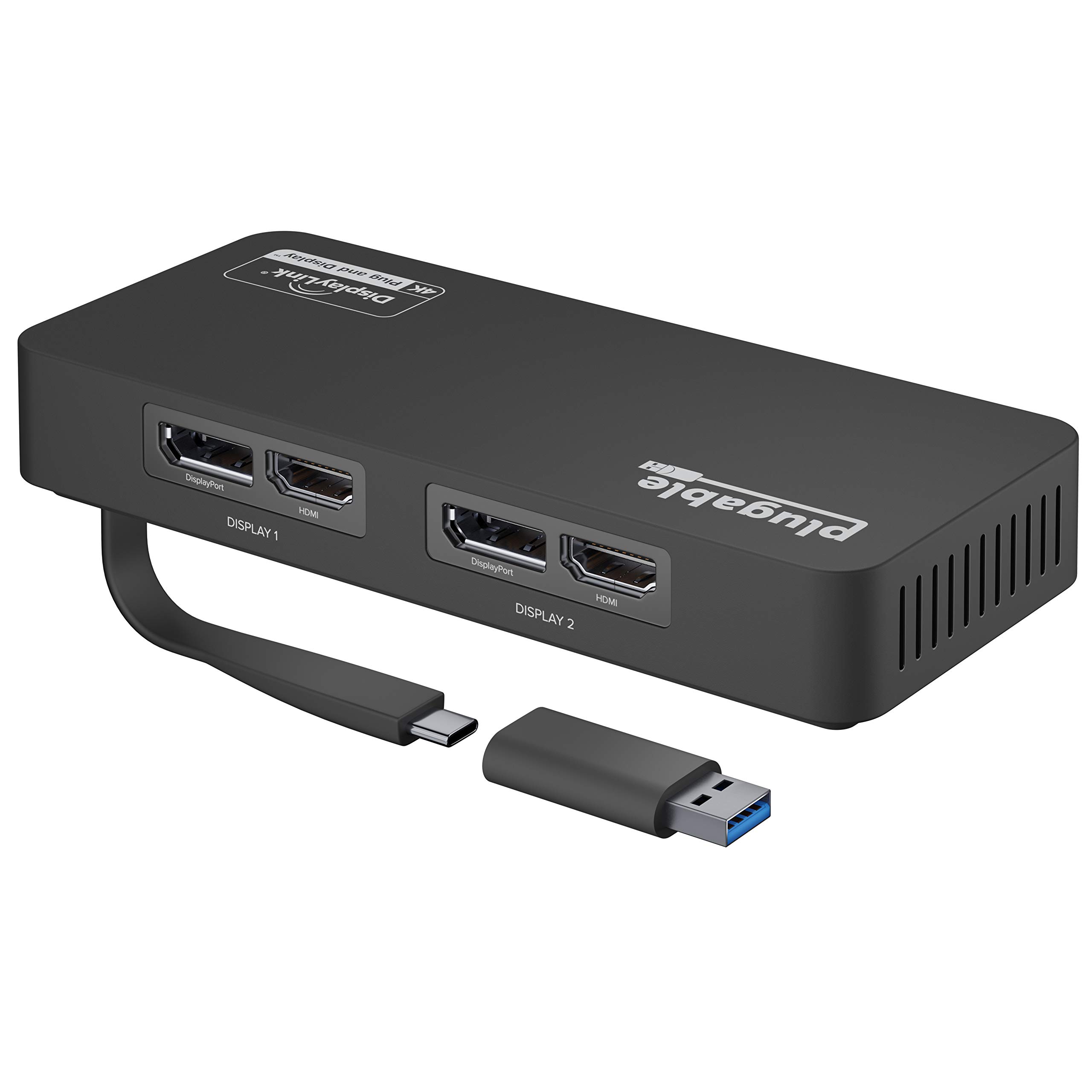 Plugable USB-C 変換グラフィックアダプタ ディスプレイ変換 Windows Mac 用 デュアル 4K HDMI および DisplayPort USB 3.0 USB Type-C 対応