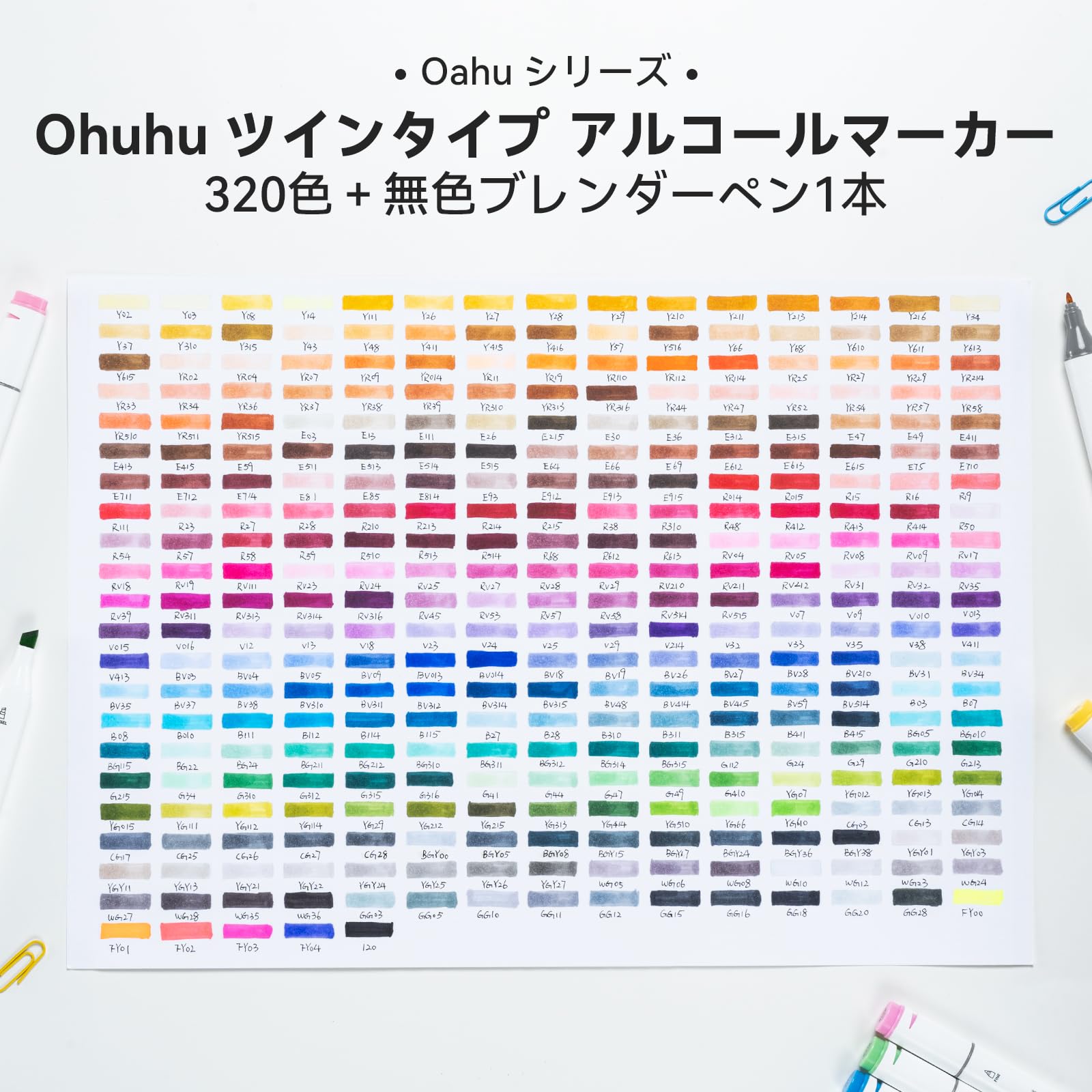 Ohuhu イラストマーカー ノーマルタイプ 320色321本 太細両端 マーカーペン 全色 イラスト アルコール コミック用 画材セット ブレンダーペン1本付き Oahuシリーズ 3