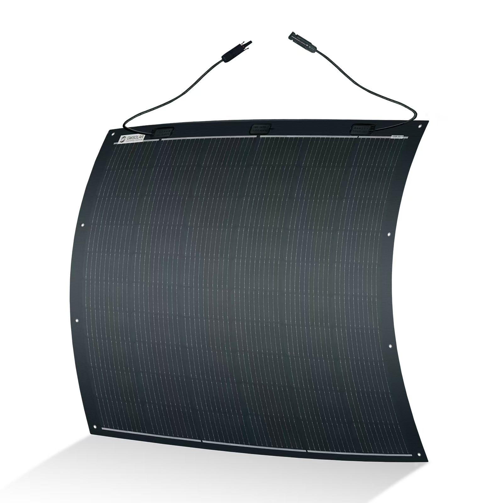 GWSOLAR 210W フレキシブル 太陽光パネル ファイバーグラス素材 超軽量 薄型 単結晶 フレキシブル ソーラーパネル【MPPT式コントローラーで12V/24Vシステム充電用 電圧34.1V 電流6.16A】曲がる可能 アウトドア キャンピングカー