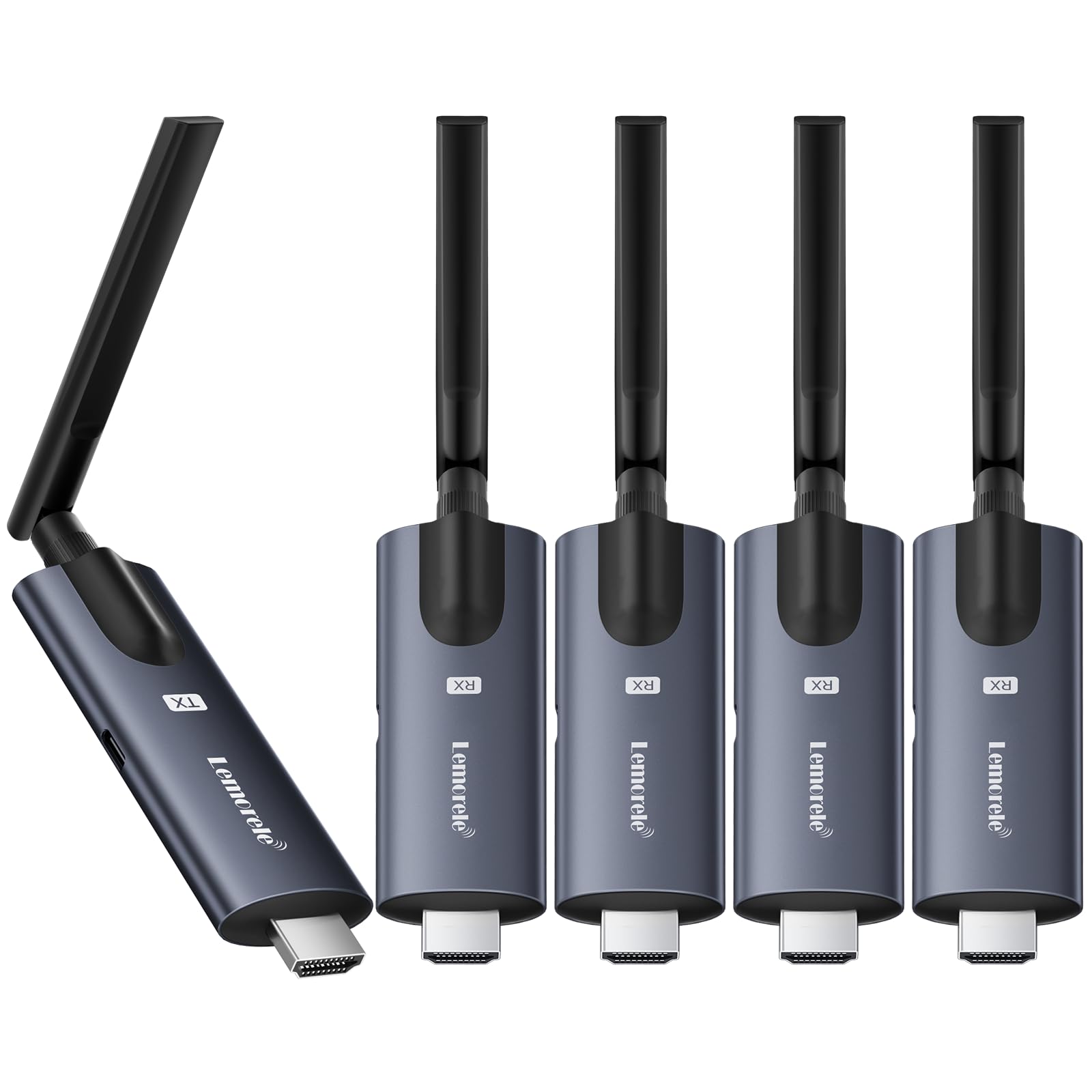 ワイヤレス HDMI 送受信機セット 無線 1×送信機+4×受信機 小型 受信機4台増設可能 拡張モード対応 HDMI 無線化 1080P/5Ghz/200m安定転送距離 映像音声同期出力 ストリーミングメディア【日本技適認証済】アルミニウム合金（楽天・道具セレクション）