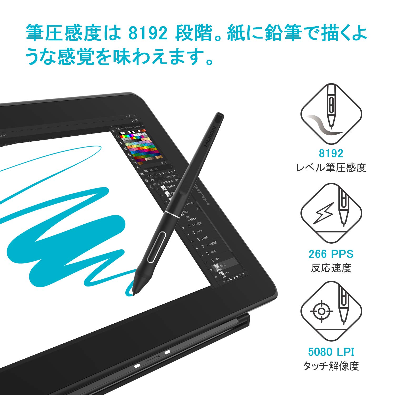 HUION �ե��� Kamvas 13 �վ��ڥ󥿥֥�å� �ե����� ���ޥۤǻȤ��� �������ץڥ�PW517 8192��٥�ɮ������ �������ε�ǽ ���硼�ȥ��å�8�� �ե��ߥ͡������ ������ �鿴�� �������� ���饹������ ̡������ �̿��ù� ����饤