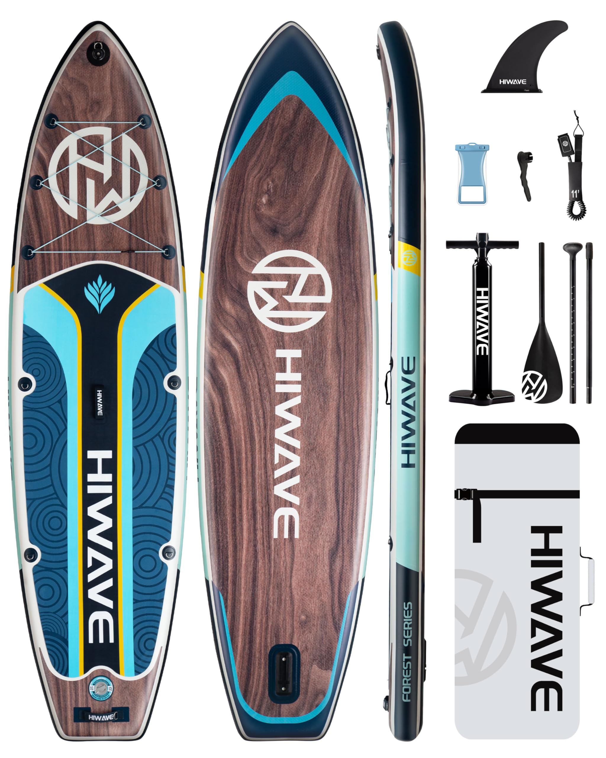 Hiwave Inflatable Stand Up Paddle Board with SUP Accessories, Anti-Slip EVA Deck, 11’ Inflatable Paddle Boards for Adults Yout