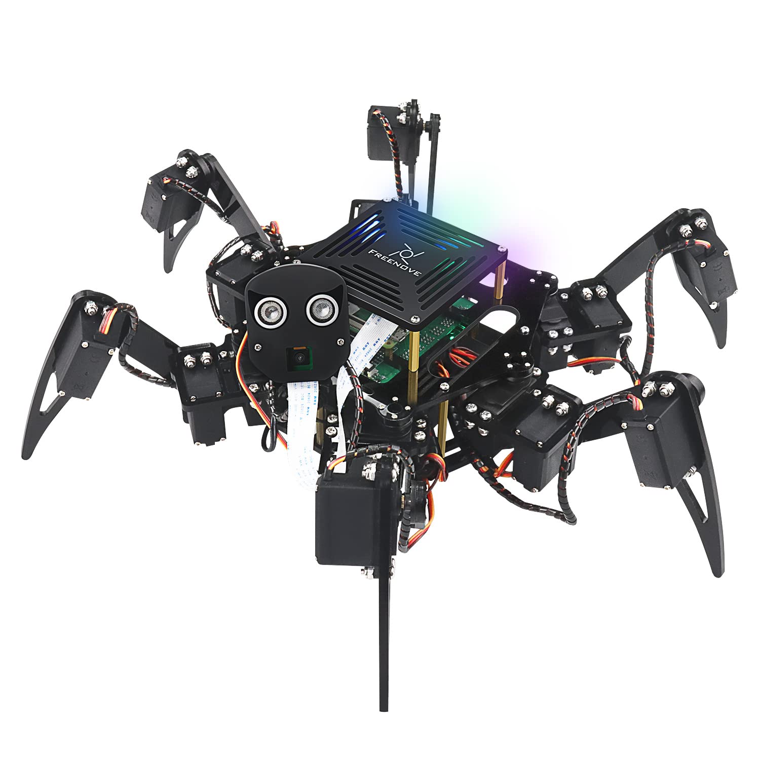 Freenove Raspberry Pi 5 4 B 3 B+ Zero 2 W 用 Big Hexapod Robot Kit, 歩行、自己バランス、顔認識、超音波測距、アプリ制御、カメラ、サーボ（Raspberry Piは含まれません）