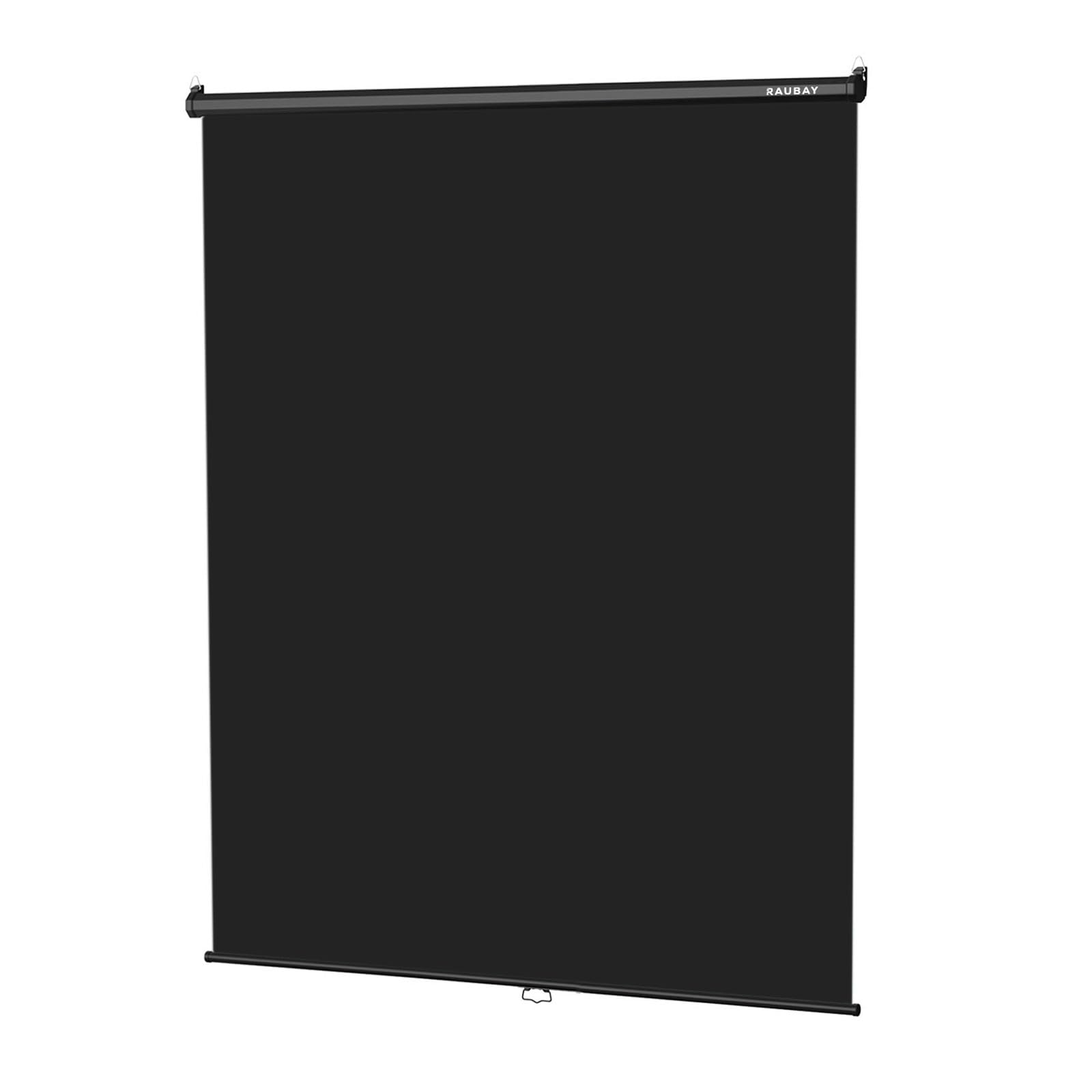 RAUBAY 格納式プルダウン ブラック背景幕 - 152cm x 220cm 折りたたみ式壁掛け背景幕、プロのビデオ制作、YouTube、TikTok、ストリーミング、ビデオ会議用のプロフェッショナル背景幕…