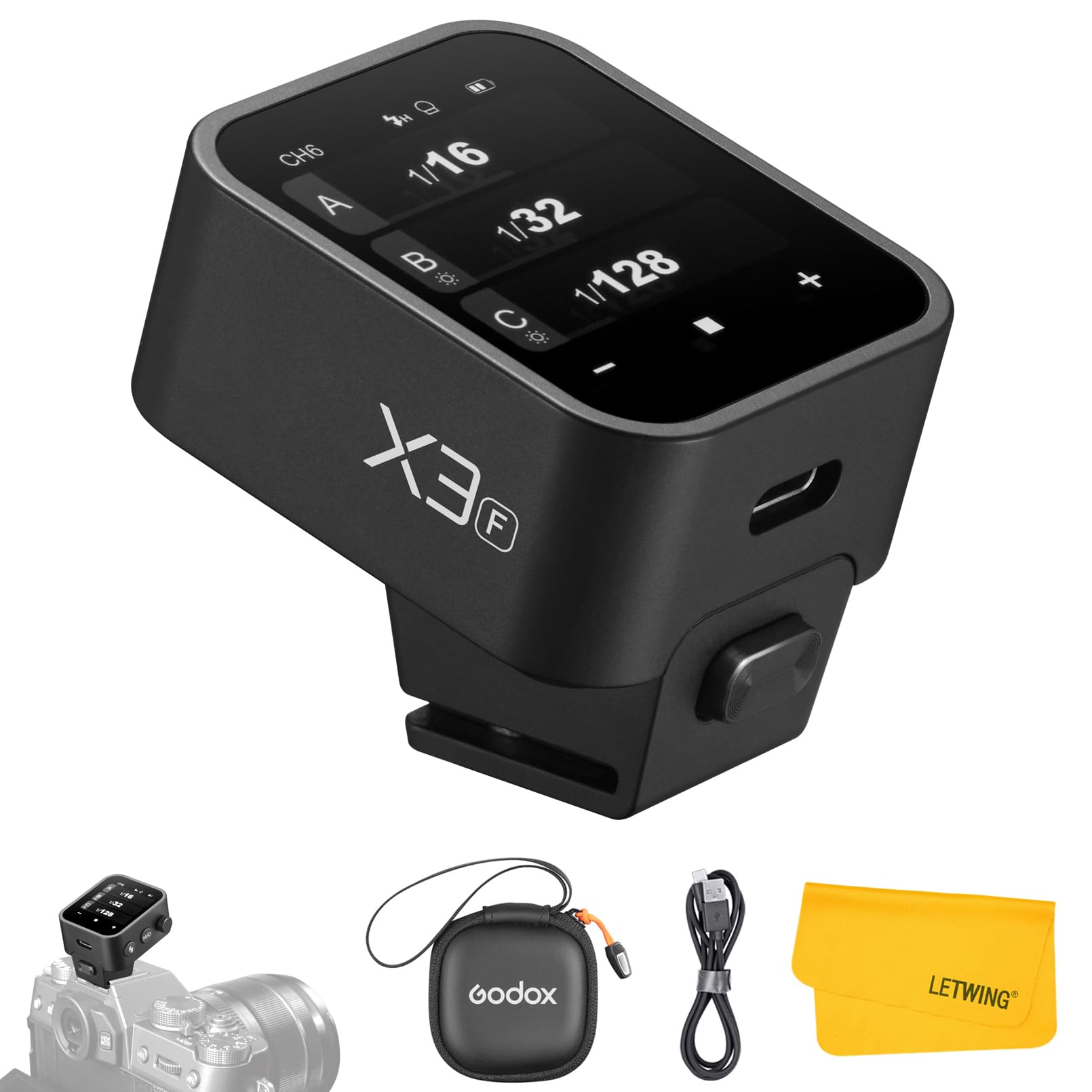 技適マーク GODOX X3-F X3F X3 F トリガー 送信機 TTL 2.4G ワイヤレス 高速同期 TTL オート/マニュアル/マルチフラッシュ X3 フラッシュトリガー 富士フイルム FUJIFILM カメラに対応 (X2T-F XPro-F