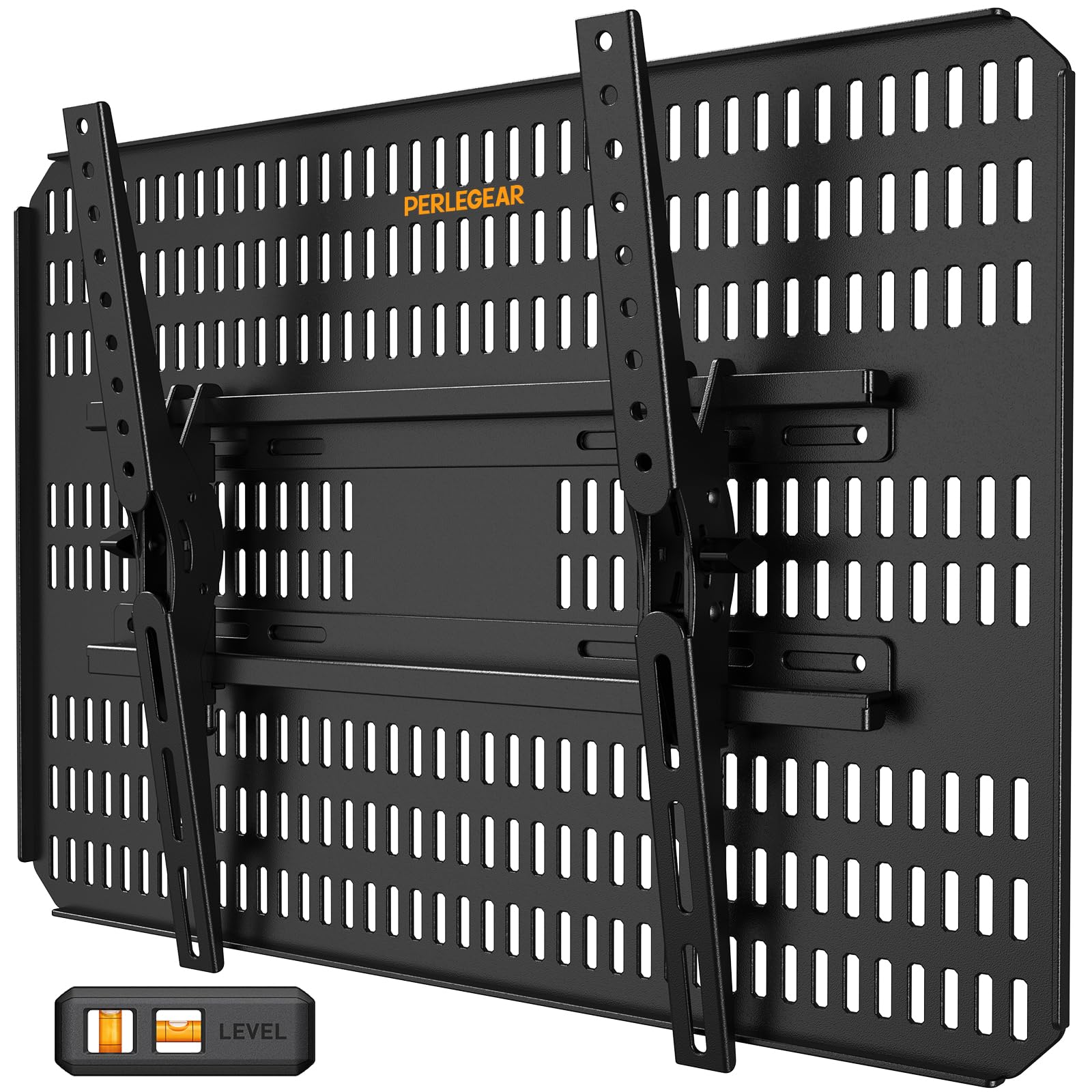 PERLEGEAR テレビ壁掛け金具 ホッチキス止め 32〜70インチ対応 穴あけ不要・賃貸OK・石膏ボード対応 耐荷重40kg 上下角度調節（+5°/−15°） VESA100×100〜400×400mm 省スペース設置