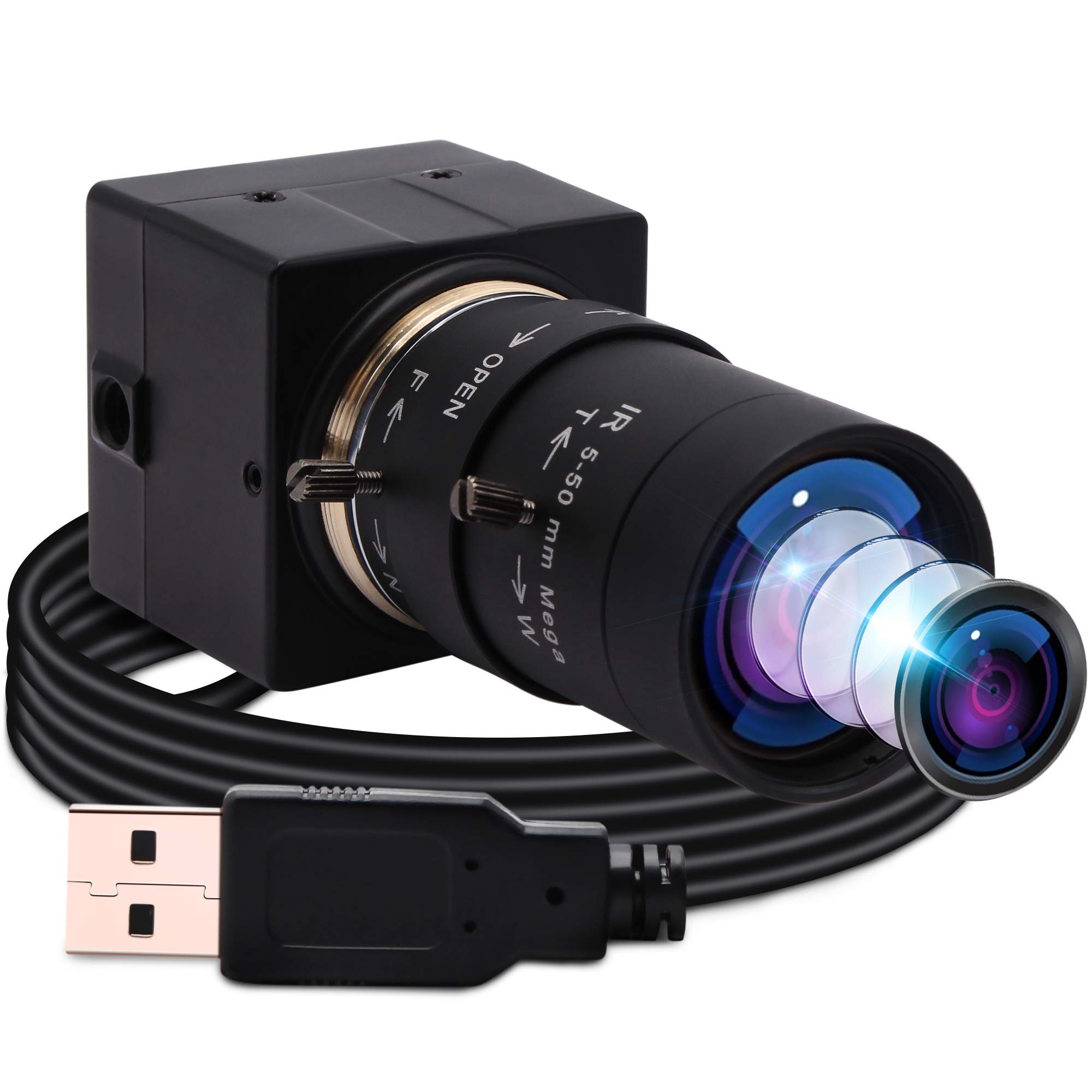 ELP 光学ズームWebカメラ 200万画素 低照度 ウェブカメラ 5-50mm可変焦点レンズ We ...