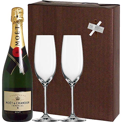 ワイン ギフト 【ラッピング込】 モエ・エ・シャンドン モエ・アンペリアル 750ml シャンパーニュ & ショット・ツヴィーゼル グラスギフト （泡1、グラス2） douguselekushon-10009003 道具セレクション パッケージ画像