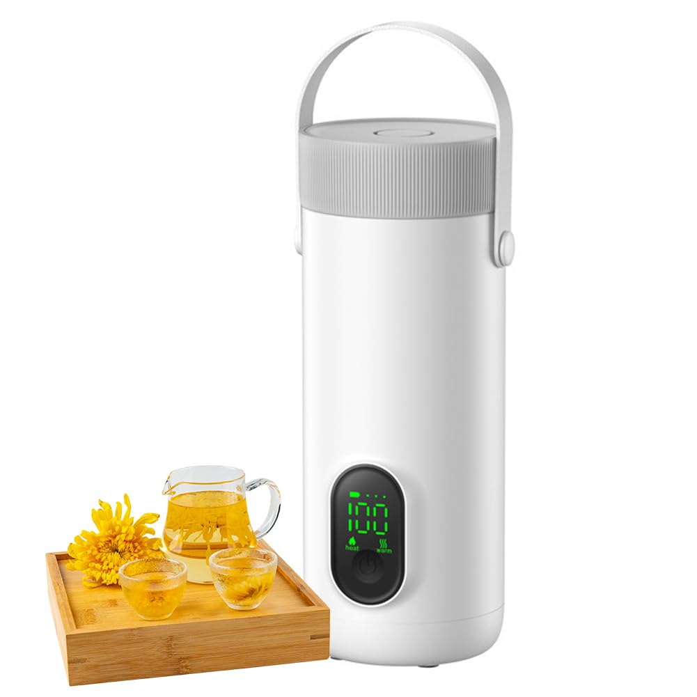 MACOLAUDER 充電式電気ケトル 45℃・55℃・65℃・75℃・85℃・100℃ 350ml 家庭用・オフィス・外出 10分沸騰 12H保温 27000mAh 湯沸し器 電気ポット 304ステンレス鋼 カップラーメン コーヒー 粉ミルク