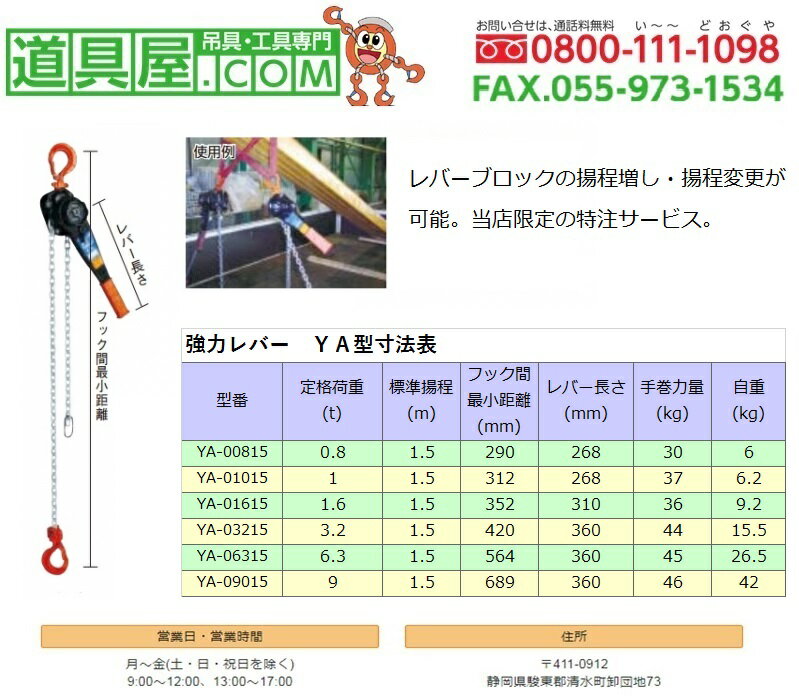 象印　YA型チェーンレバーホイスト　定格荷重3.2ton 2