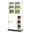 【ポイント5倍】【直送品】 アズワン 耐薬引違保管庫 880×400×1850mm(×2室) N-90・OWセット 3-065-21 《実験設備・保管》 【大型...