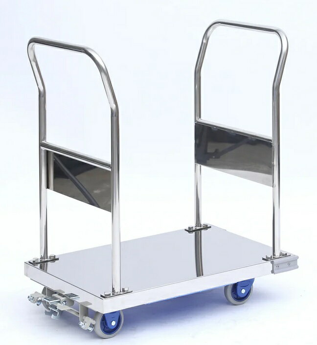 【ポイント10倍】【直送品】 アズワン 静音ステンレス台車 両ハンドル ブレーキあり 積載荷重150kg SUS..