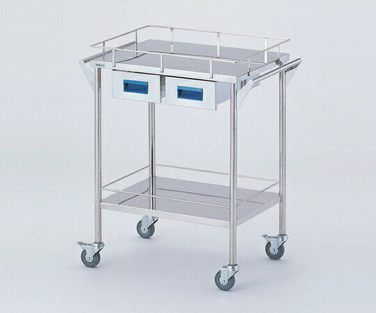 【ポイント10倍】【直送品】 アズワン ストレージステンレスカート 2段 ブルー(幅600mm/引き出し2個) C..