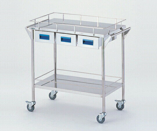 【ポイント5倍】【直送品】 アズワン ストレージステンレスカート 2段 ブルー(幅750mm/引き出し3個) CHW-2H (8-7466-03) 《実験設備・保管》