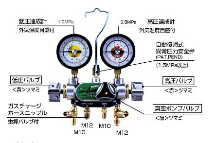 【ポイント10倍】デンゲン マニホールドゲージ CP-MG313NDX 〈3バルブ方式〉