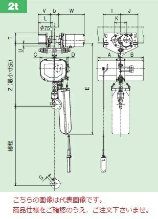 【直送品】 日立 モートルブロック 一速形 2t 揚程9m 2FH-2ET2-4PBH-9m (60Hz) (本体+ET形電動トロリ+4点押ボタン) 《Fシリーズ》 【大型】