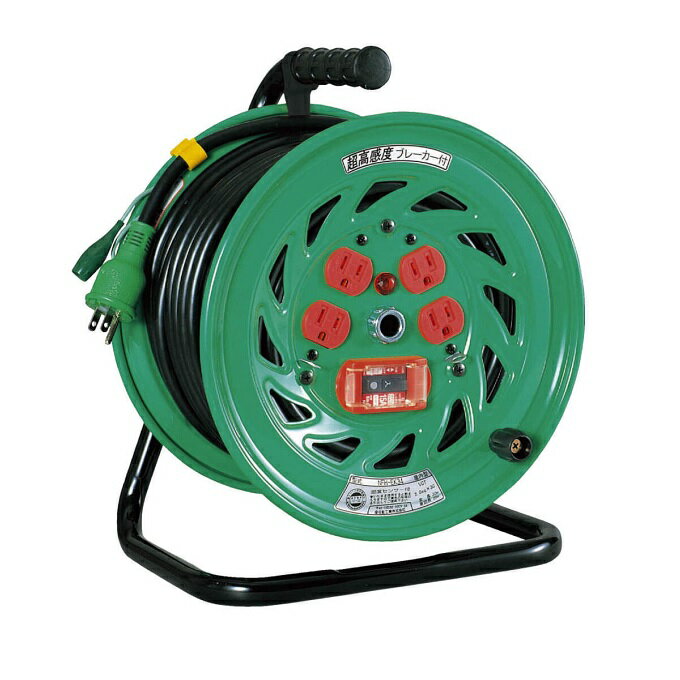 【ポイント10倍】日動工業 電工ドラム NFH-EK34 100V 超高感度(6mA)ブレーカ付 《コードリール》