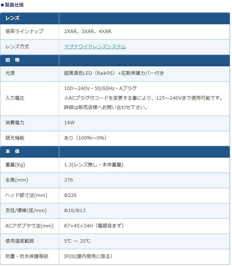 オーツカ光学 LED照明拡大鏡 MGL-D-3XAR (デスクフォルダー固定式)