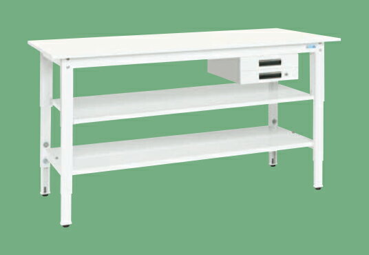 【直送品】 サカエ 軽量高さ調整作業台(抗菌・抗ウイルス天板・中棚中板付) TKK8-097BVPWT2 (046603) 【大型】