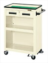 【直送品】 サカエ パネルワゴン(天板皿型・引出し・背パネル・フットブレーキ付) PMW-5CBRI (020886) 【大型】