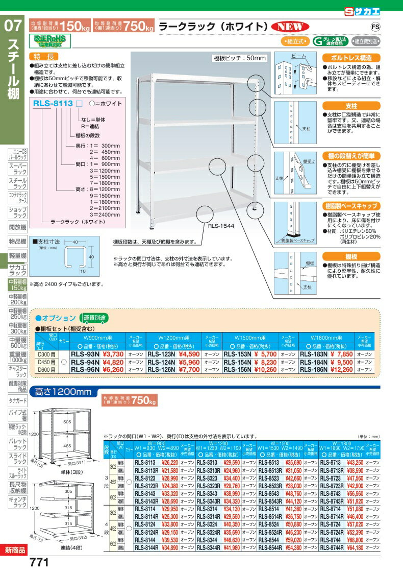 【ポイント5倍】【直送品】 サカエ ラークラック用オプション棚板セット RLS-183N (198454) 【特大・送料別】 [2]