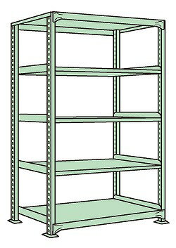 【ポイント5倍】【直送品】 サカエ 中量棚B型（500kg／段・単体・H2100mm・5段仕様） B-2125 (184651) 【特大・送料別】