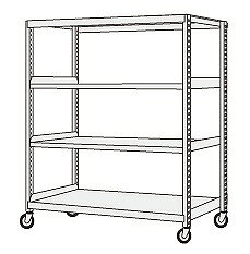 【直送品】 サカエ 中量キャスターラックGKR型(ウレタン車・4輪自在タイプ) GKR-9164WUJ (209572) 【特大・送料別】