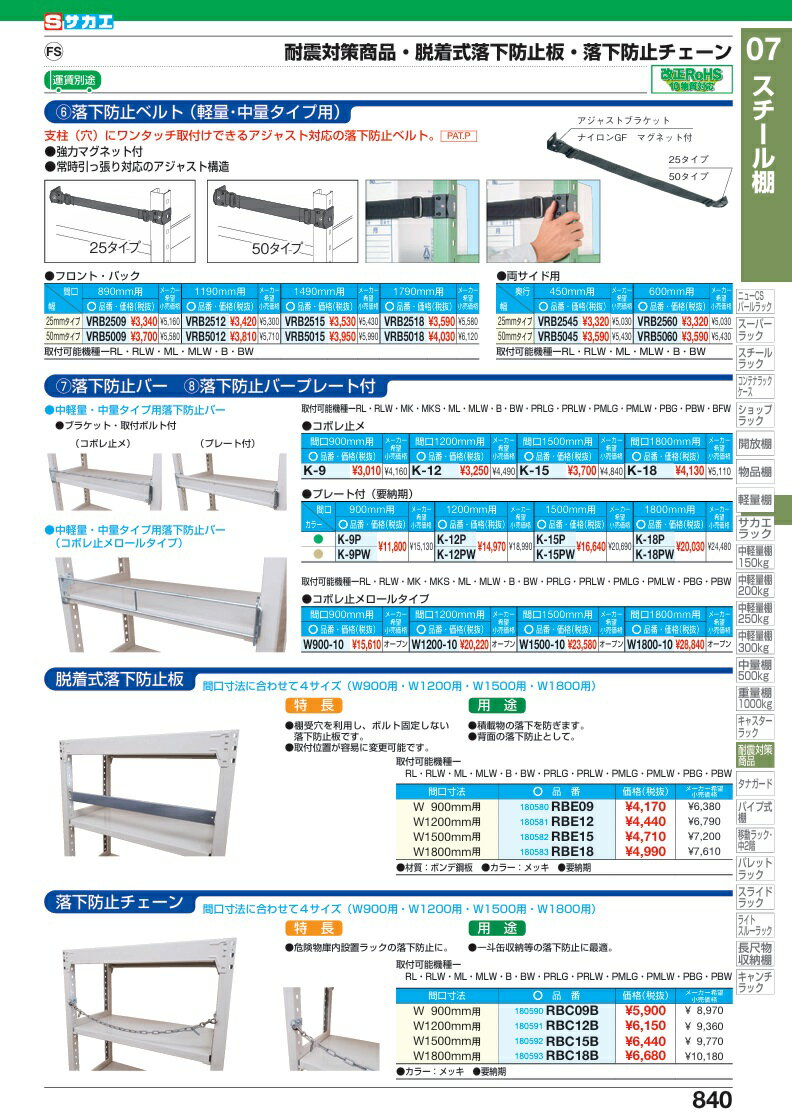 【ポイント5倍】【直送品】 サカエ 落下防止ベルト(両サイド用)50MM幅 VRB5045 (180646) 【送料別】 2