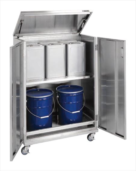 【直送品】 サカエ 一斗缶保管庫(SUS304タイプ・移動式) SU-ITKAR (083192) 【大型】