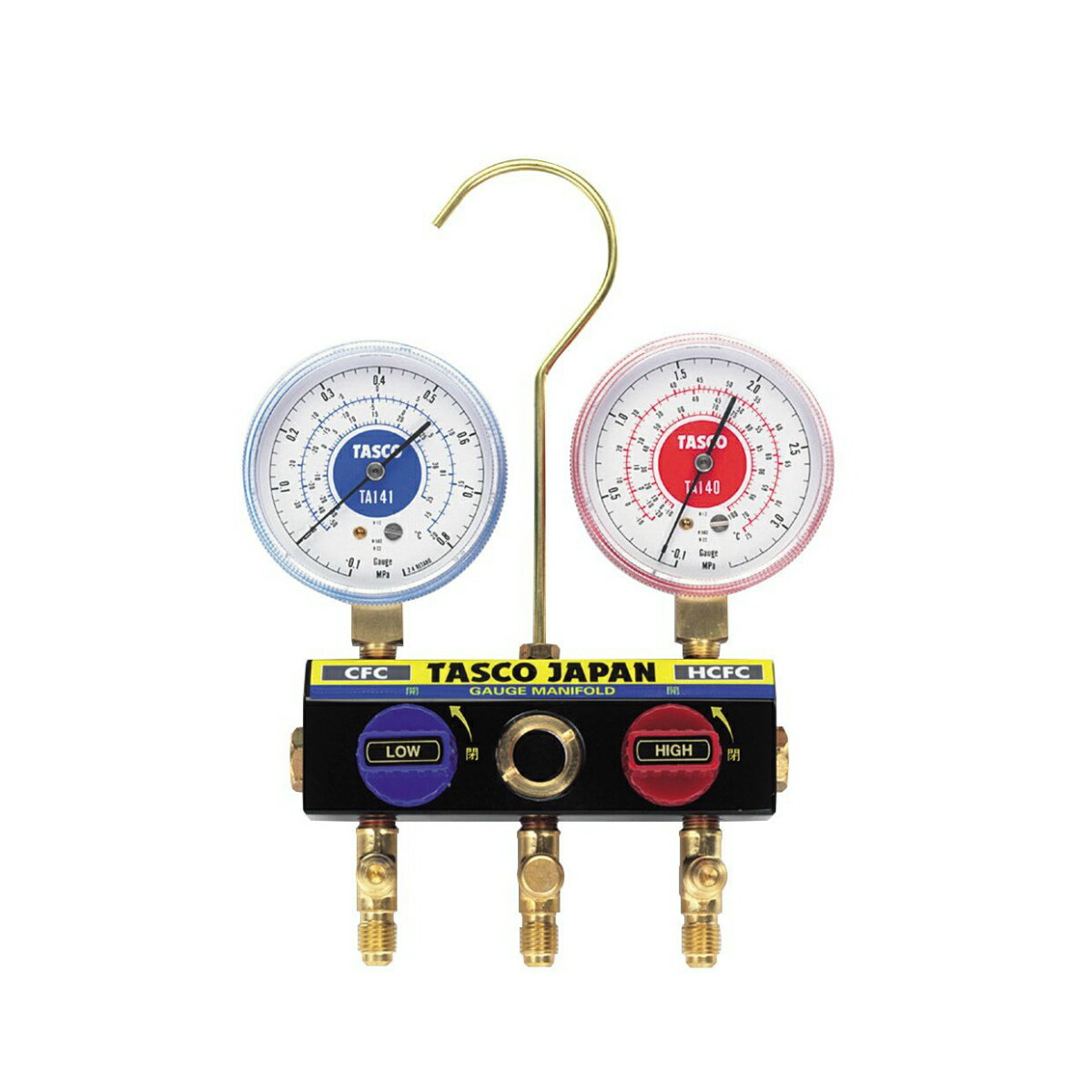 イチネンTASCO ボールバルブ式ゲージマニホールド TA120KH